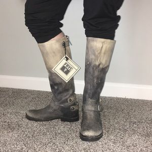 Frye Distressed Harness Boots